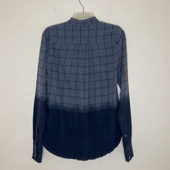 Mona Thalheimer Gray Black Plaid Ombre Flannel Long Sleeve Shirt Size XS - Picture 5 of 6
